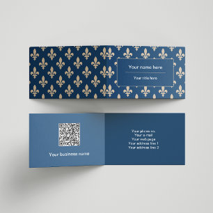 Cartão De Visita Fleur de Lis Pattern, francês, real, creme, azul