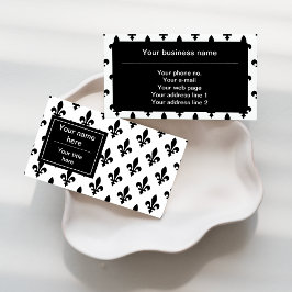 Cartão De Visita Fleur de Lis Pattern, francês, real, negro