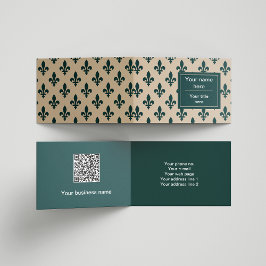 Cartão De Visita Fleur de Lis Pattern, Francês, Real, Verde