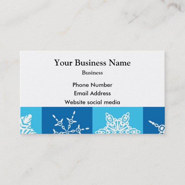 Cartão De Visita Floco de neve abstrato do azul (Frente)