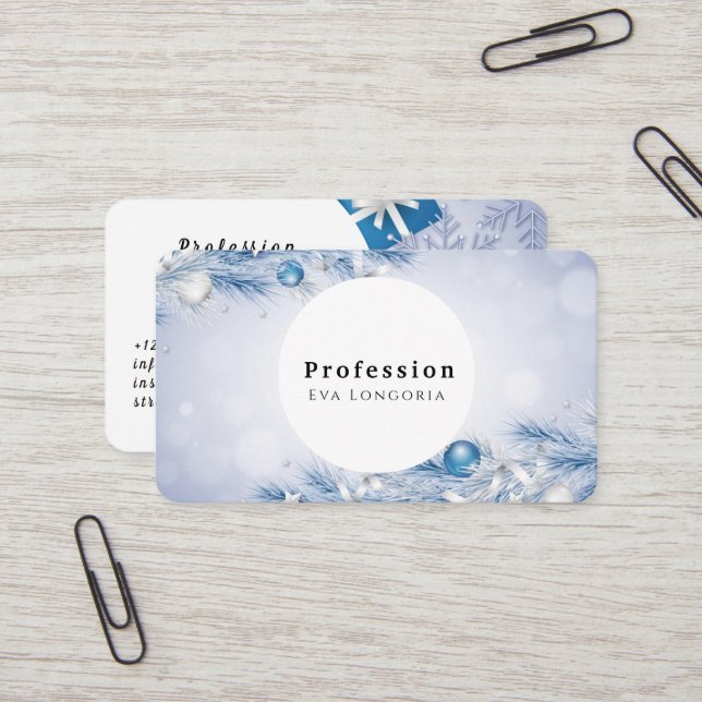 Cartão De Visita Flocos de neve de Natal (Frente/Verso In Situ)