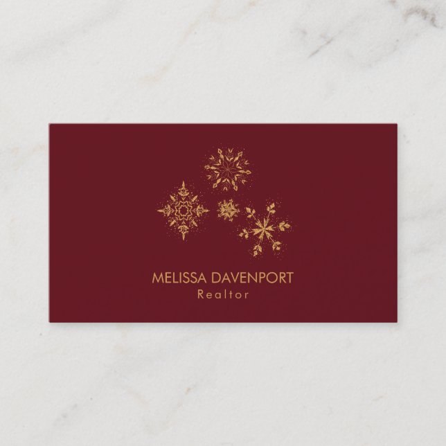 Cartão De Visita Flocos de neve do Ouro rico (Frente)