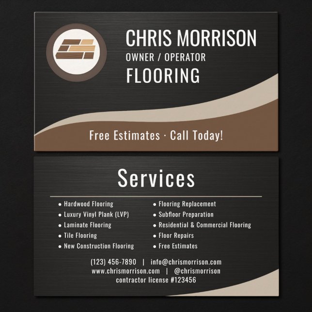 Cartão De Visita Flooring Installation Metallic (Criador carregado)