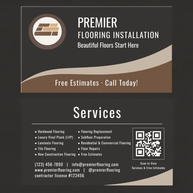 Cartão De Visita Flooring QR Code Professional  (Criador carregado)