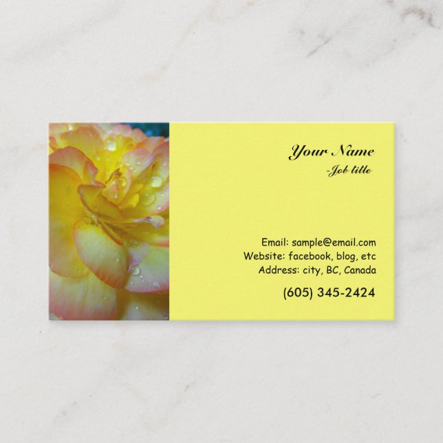 Cartão De Visita Flor amarela bonito da mendicidade (Frente)