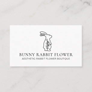 Cartão De Visita Flor Animal Branco Coelho Coelhinho