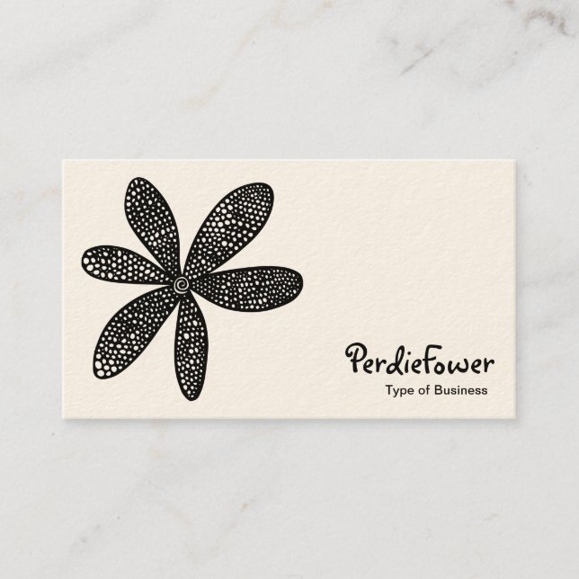 Cartão De Visita Flor bonito - Preto em Branco (Cream Card) (Frente)