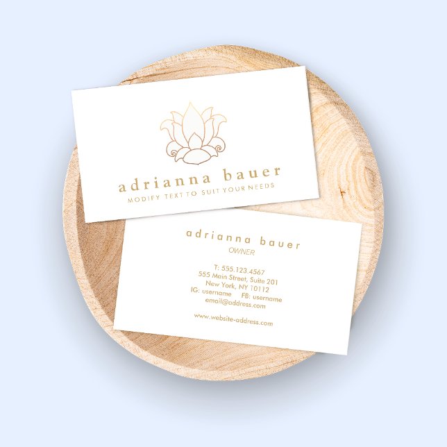 Cartão De Visita Flor Branca de Lotus Elegante (Criador carregado)