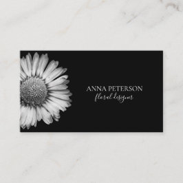 Cartão De Visita Flor Branca Simples Preta Elegante