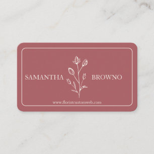 Cartão De Visita Flor com moldura de Terracotta Beige, cor-de-rosa,