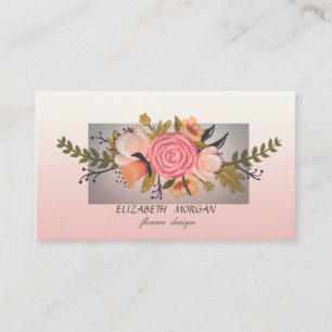 Cartão De Visita Flor de Aquarela Moderna e Elegante