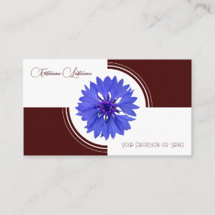 Cartão De Visita Flor de flor da amêndoa azul, caligrafia vermelha-