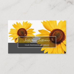 Cartão De Visita Flor de girassol amarelo floresce retângulo de cin