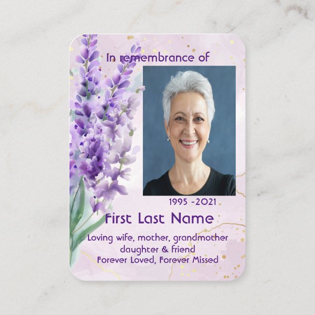Cartão De Visita Flor de jardim de Lavanda personalizada com fotogr (Verso)