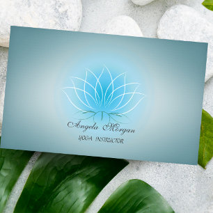 Cartão De Visita Flor de Lótus Azul Profissional Encantador Elegant