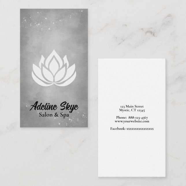 Cartão De Visita Flor de lótus branca simples (Frente/Verso)