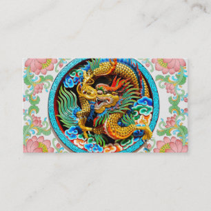 Cartão De Visita Flor de lótus colorida chinesa legal da pintura d