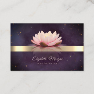 Cartão De Visita Flor de Lótus com Listra Dourada Boho Yoga