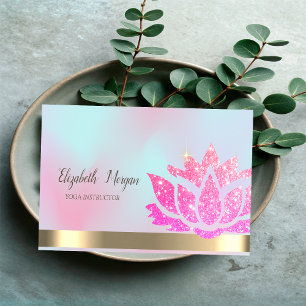 Cartão De Visita Flor de Lótus de Ioga Glitter Chique Holográfico