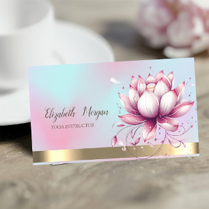 Cartão De Visita Flor de Lótus Holográfica Elegante