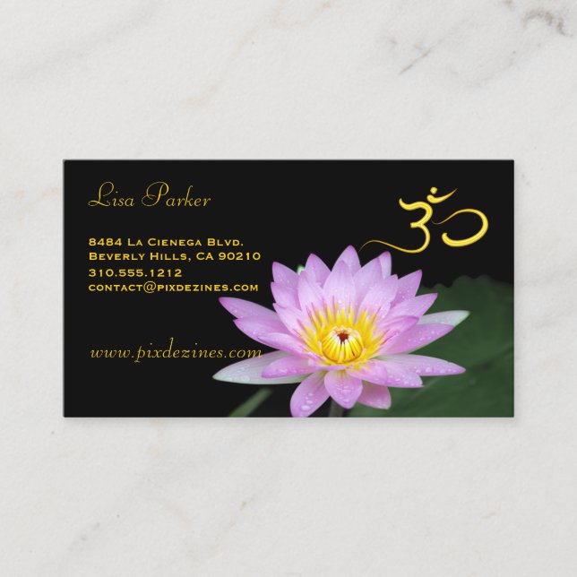 Cartão De Visita Flor de Lotus, Om yoga, curandeiros (Frente)