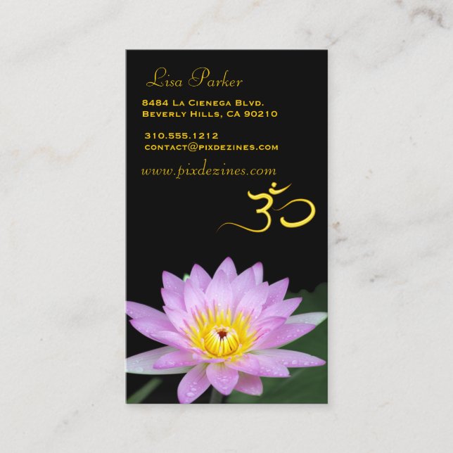 Cartão De Visita Flor de Lotus, Om yoga, curandeiros (Frente)