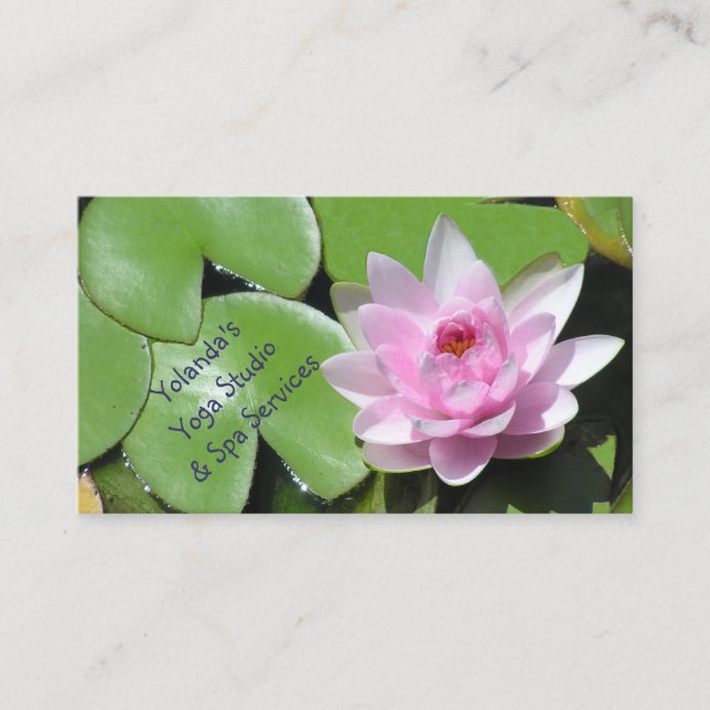 Cartão De Visita Flor de Lotus Rosa e LilyPads Verdes,Personalizáve (Frente)
