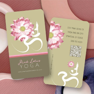 Cartão De Visita Flor de Lótus Rosa Professora Espiritual de Yoga S