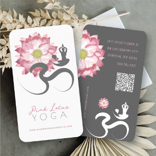 Cartão De Visita Flor de Lótus Rosa Professora Espiritual de Yoga S