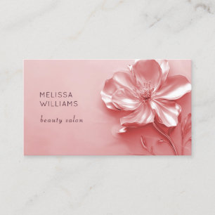 Cartão De Visita Flor de Metal Brilhante Rosa em 3D