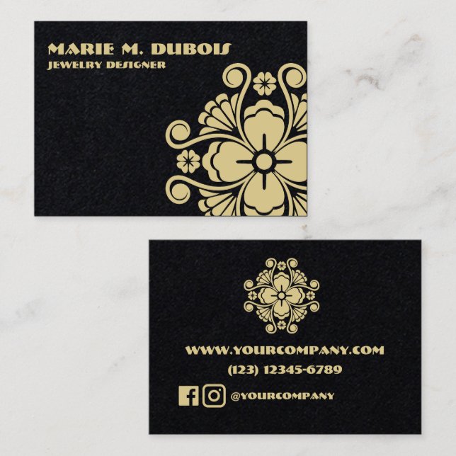 Cartão De Visita Flor de Ouro minimalista (Frente/Verso)