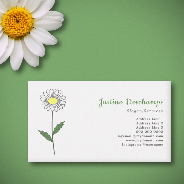 Cartão De Visita Flor de Pastel de Margarida Botânica (Botanical Daisy Flower Business Card)