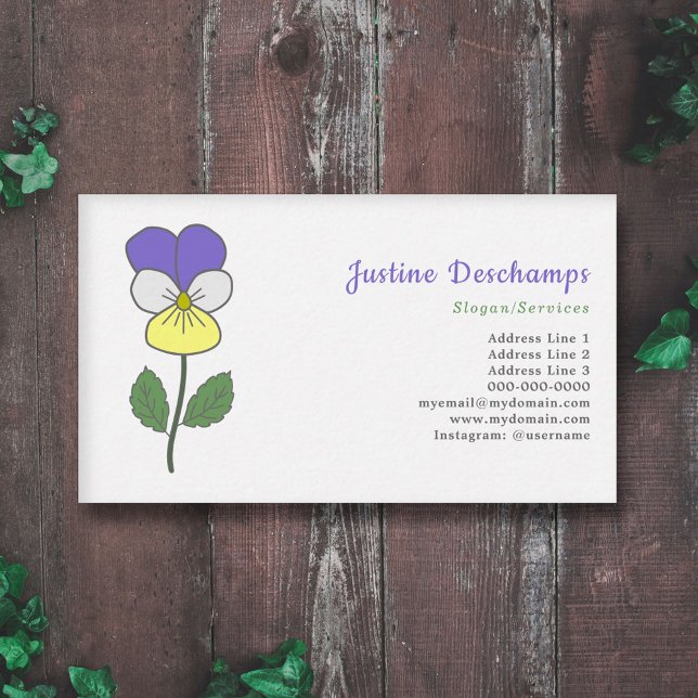 Cartão De Visita Flor de Pastel Selvagem Botânica (Botanical Wild Pansy Pastel Flower Business Card)