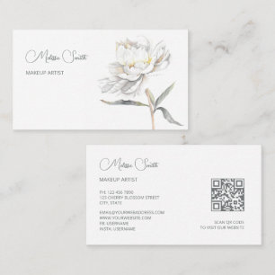Cartão De Visita Flor de Peony Branco