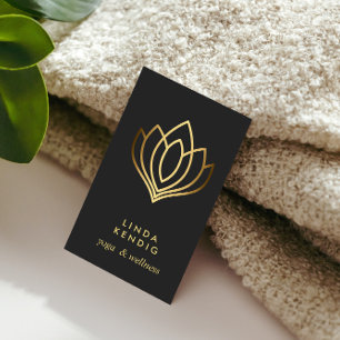 Cartão De Visita Flor Dourada de Lotus  Cinzas  ioga de massagem