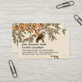 Cartão De Visita Flor e Pássaro Antiquado Chinês, Jardim de Vintage