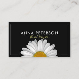 Cartão De Visita Flor Elegante Minimalista de Daisy em Preto