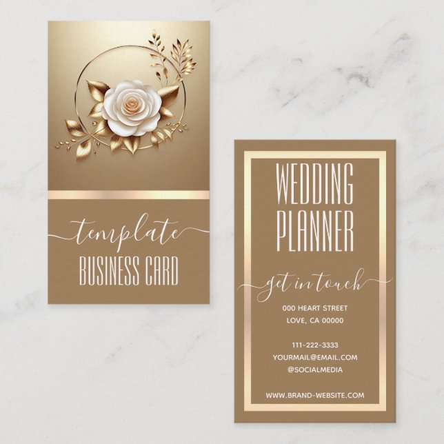 Cartão De Visita Flor Floral de Ouro de luxo Bonito (Frente/Verso)