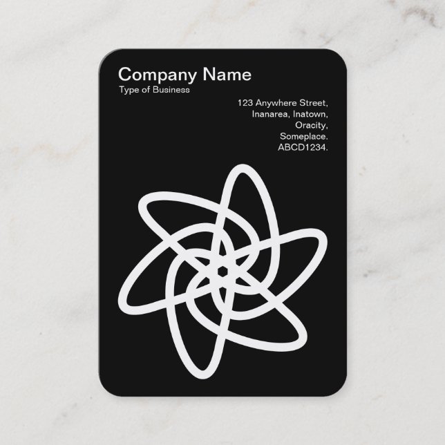 Cartão De Visita Flor Geométrico 05 - Branco em Preto (Frente)