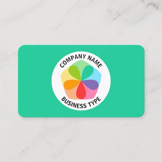 Cartão De Visita Flor Geométrico - Verde nº 19CD99 (Frente)