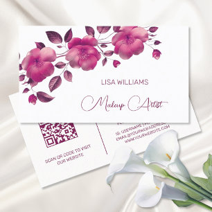 Cartão De Visita Flor Metálica Rosa Brilhante