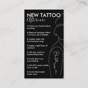 Cartão De Visita Flor Preta no Ombro de Menina Cuidados Pós-Tatuage