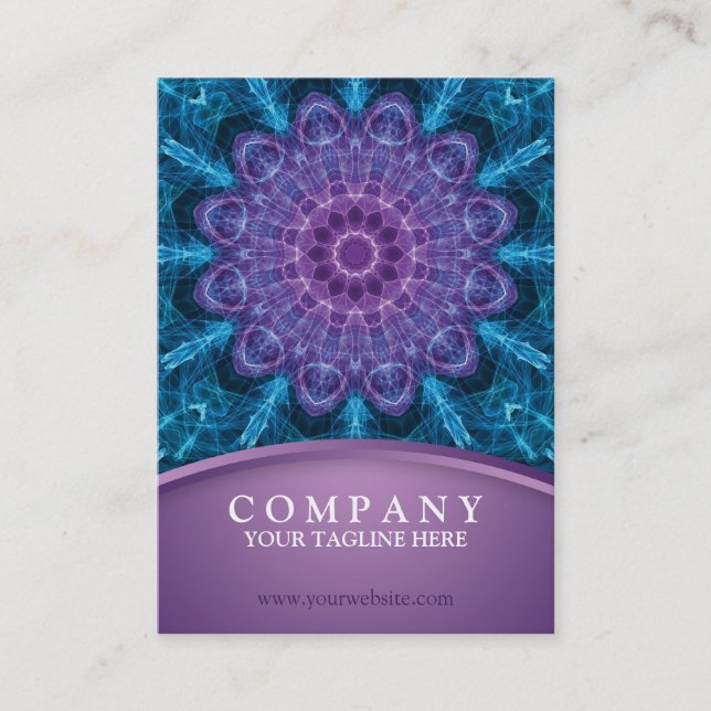 Cartão De Visita Flor púrpura espiritual, mar de azul (Frente)