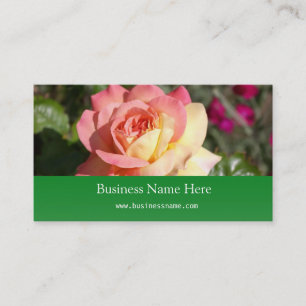 Cartão De Visita Flor rosa bonito e rosa amarela
