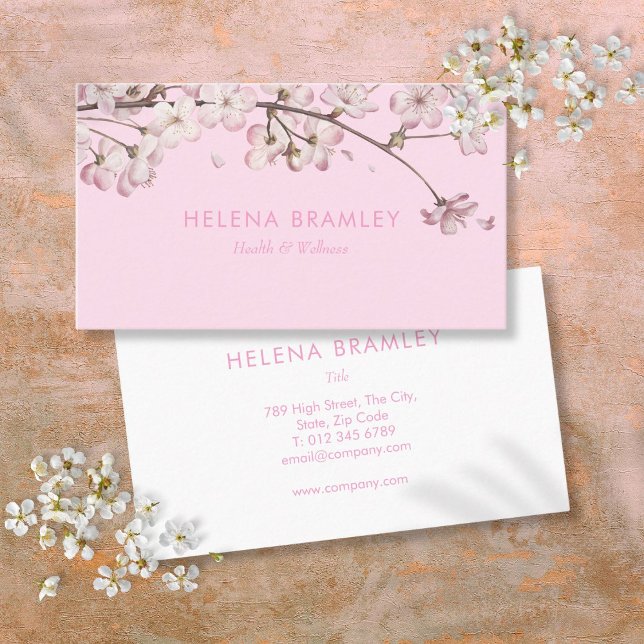 Cartão De Visita Flor Rosa Elegante Moderno Simples (Simple Modern Elegant Pink Blossom Business Card)
