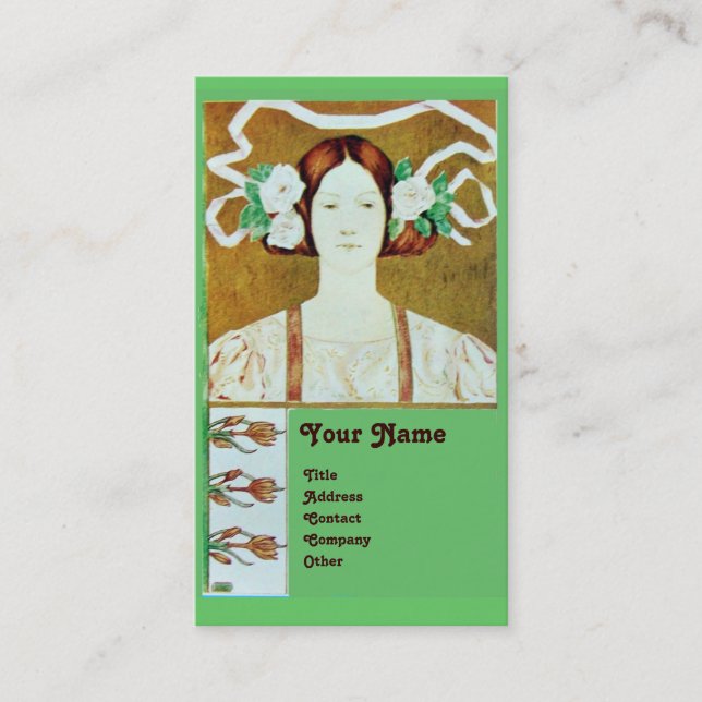 CARTÃO DE VISITA FLORA/LADRA COM MONOGRAMA DE ROSES BRANCAS (Frente)