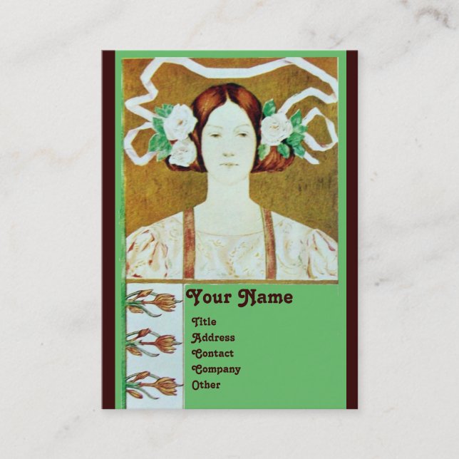 CARTÃO DE VISITA FLORA/LADRA COM MONOGRAMA DE ROSES BRANCAS (Frente)