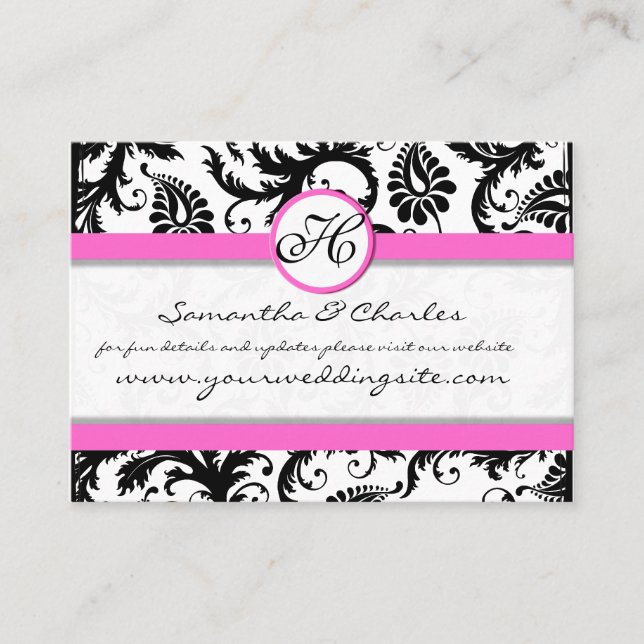 Cartão De Visita Floral a preto e branco para Damasco com Trilha Ro (Frente)