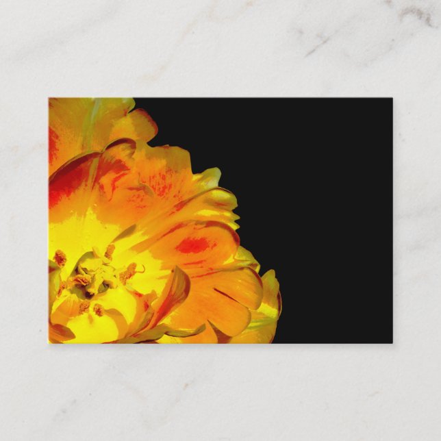 Cartão de visita Floral Amarelo e Preto (Frente)