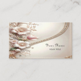Cartão De Visita Floral and Pearl Embellishments Business Card